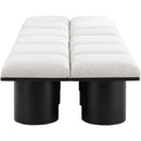Meridian Pavilion Cream Boucle Fabric Bench IMAGE 4