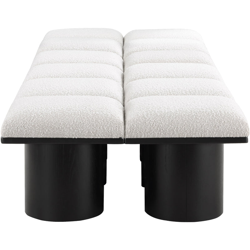 Meridian Pavilion Cream Boucle Fabric Bench IMAGE 4
