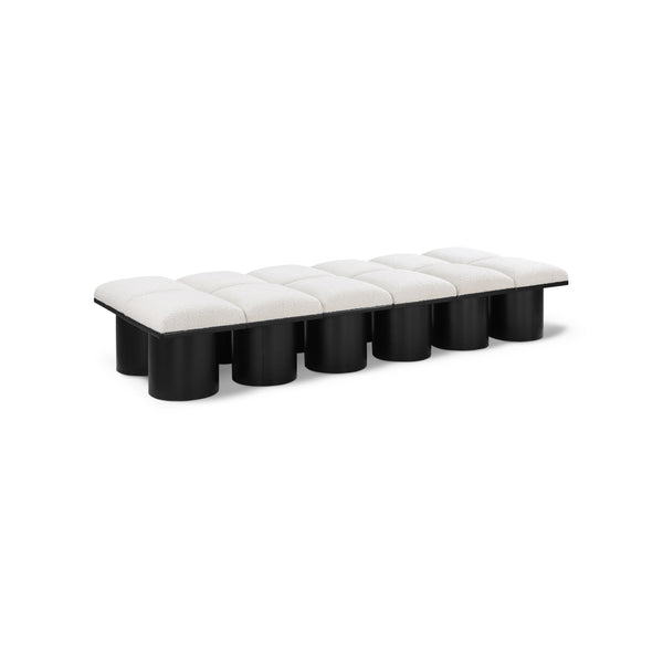 Meridian Pavilion Cream Boucle Fabric Bench IMAGE 1