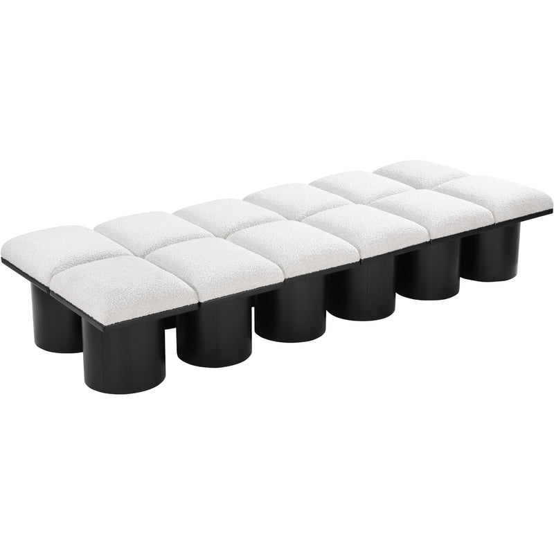 Meridian Pavilion Cream Boucle Fabric Bench IMAGE 5