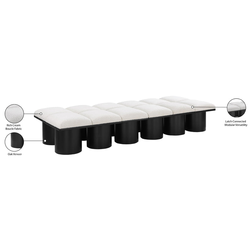 Meridian Pavilion Cream Boucle Fabric Bench IMAGE 7