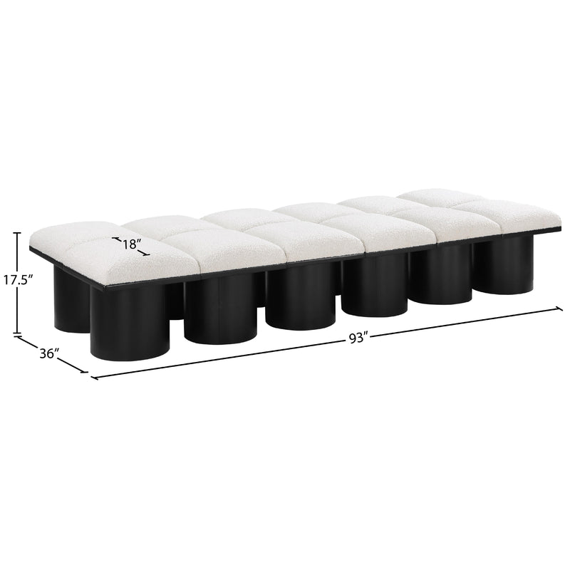 Meridian Pavilion Cream Boucle Fabric Bench IMAGE 8