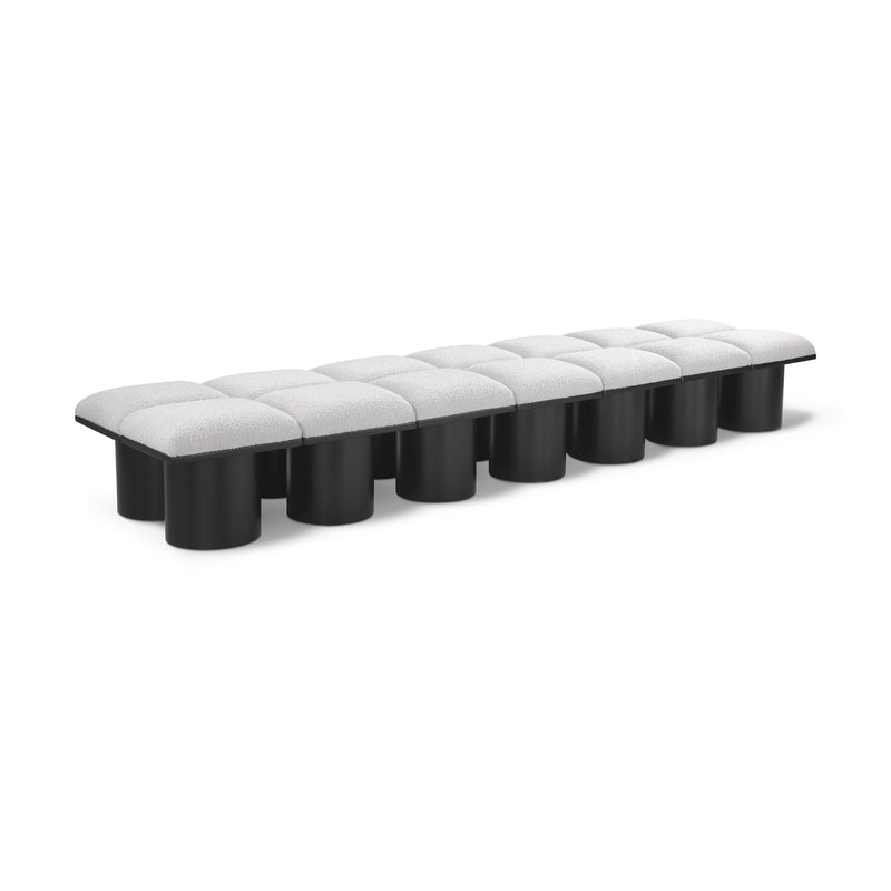 Meridian Pavilion Cream Boucle Fabric Bench IMAGE 1