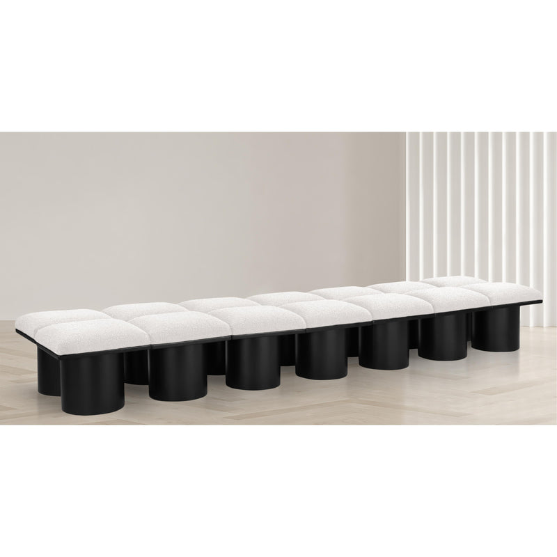 Meridian Pavilion Cream Boucle Fabric Bench IMAGE 2