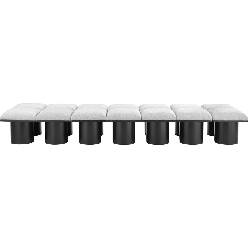 Meridian Pavilion Cream Boucle Fabric Bench IMAGE 3