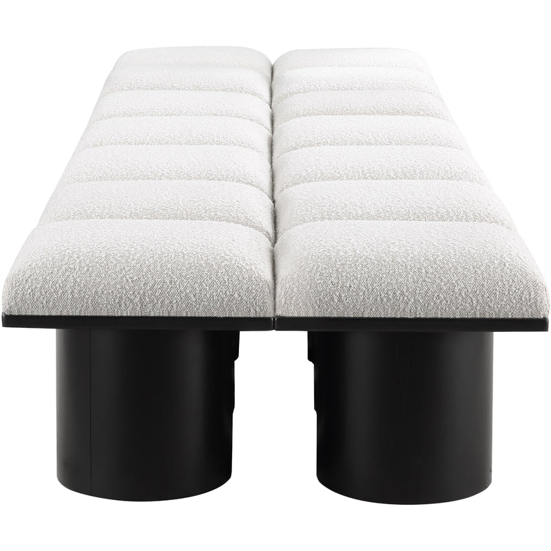Meridian Pavilion Cream Boucle Fabric Bench IMAGE 4