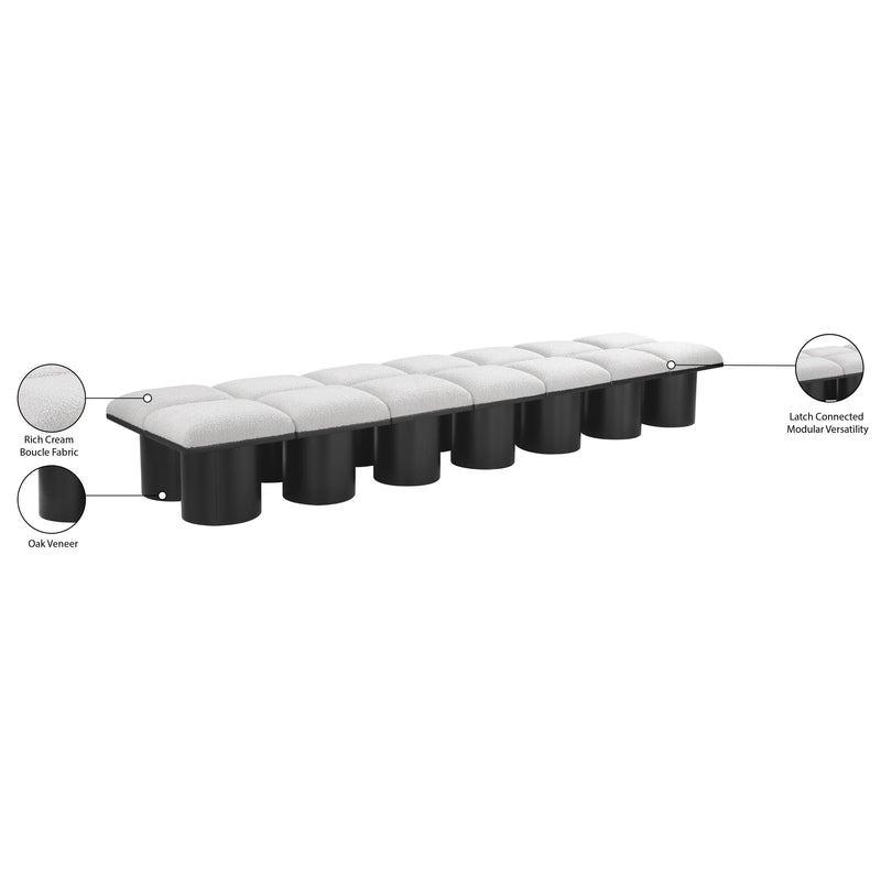 Meridian Pavilion Cream Boucle Fabric Bench IMAGE 6
