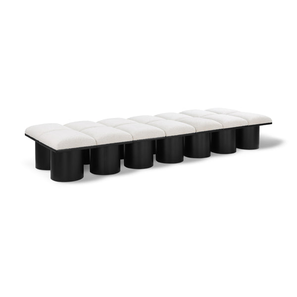 Meridian Pavilion Cream Boucle Fabric Bench IMAGE 1
