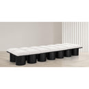 Meridian Pavilion Cream Boucle Fabric Bench IMAGE 2