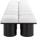 Meridian Pavilion Cream Boucle Fabric Bench IMAGE 4