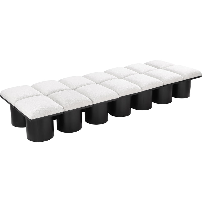 Meridian Pavilion Cream Boucle Fabric Bench IMAGE 5