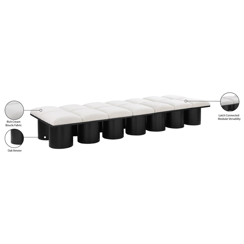 Meridian Pavilion Cream Boucle Fabric Bench IMAGE 7