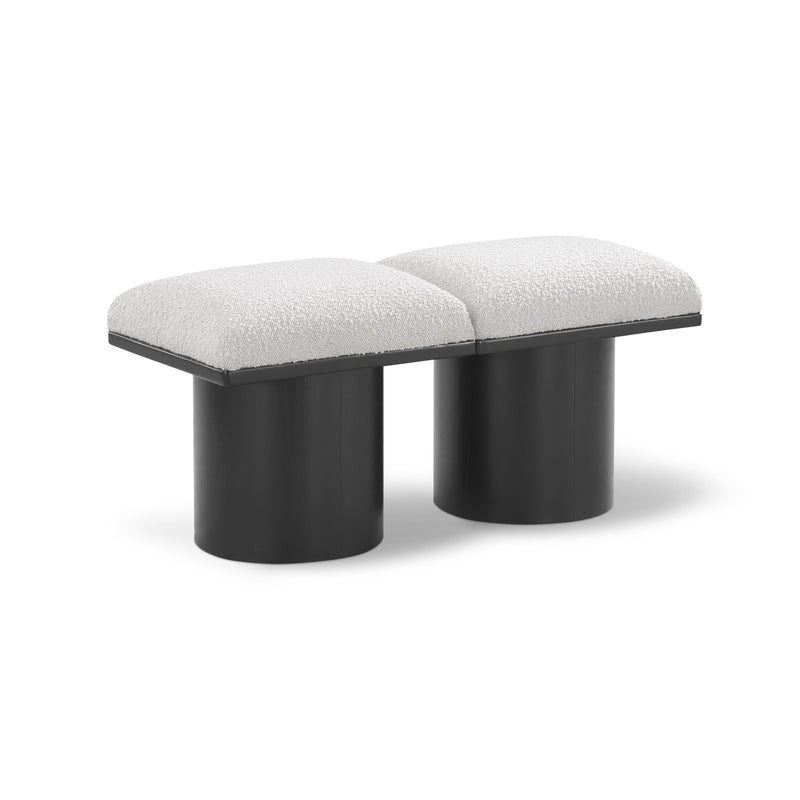 Meridian Pavilion Cream Boucle Fabric Bench IMAGE 1