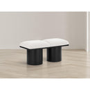Meridian Pavilion Cream Boucle Fabric Bench IMAGE 2