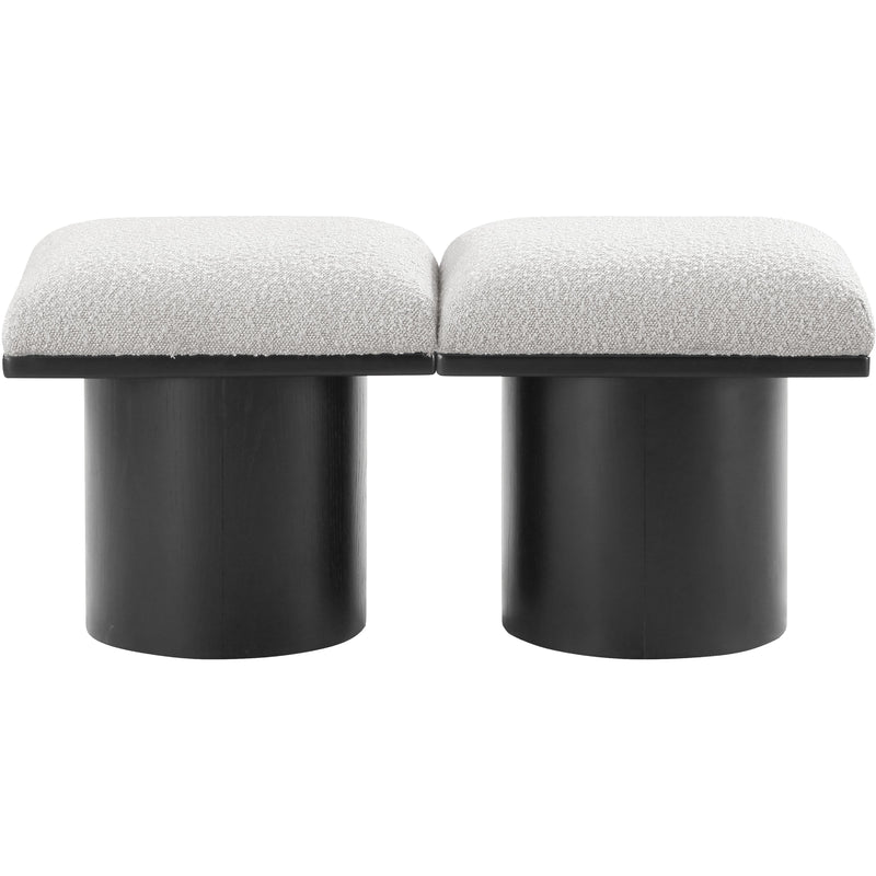 Meridian Pavilion Cream Boucle Fabric Bench IMAGE 3