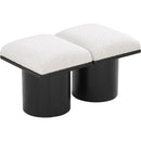 Meridian Pavilion Cream Boucle Fabric Bench IMAGE 5