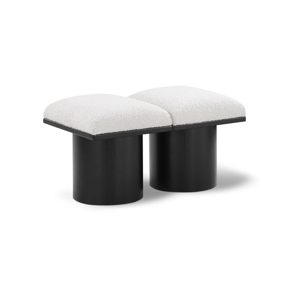 Meridian Pavilion Cream Boucle Fabric Bench IMAGE 1