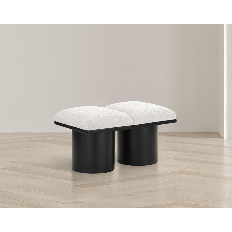 Meridian Pavilion Cream Boucle Fabric Bench IMAGE 2