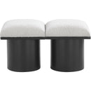 Meridian Pavilion Cream Boucle Fabric Bench IMAGE 3