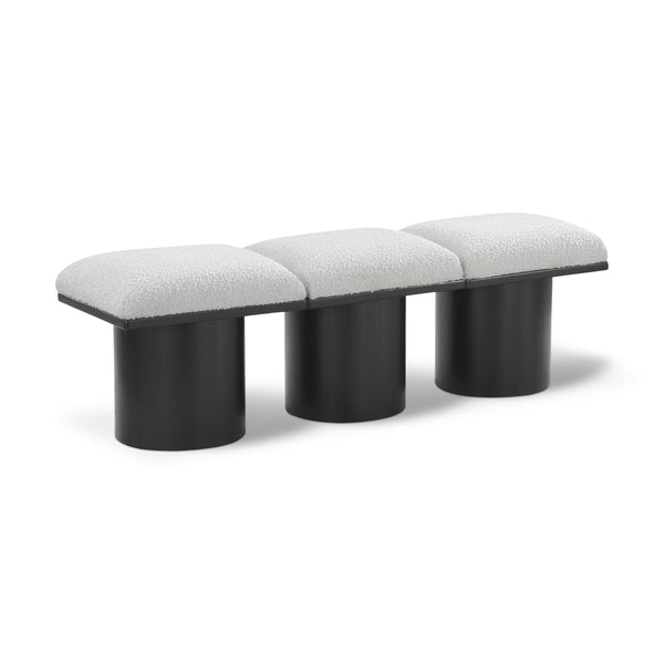 Meridian Pavilion Cream Boucle Fabric Bench IMAGE 1