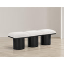 Meridian Pavilion Cream Boucle Fabric Bench IMAGE 2