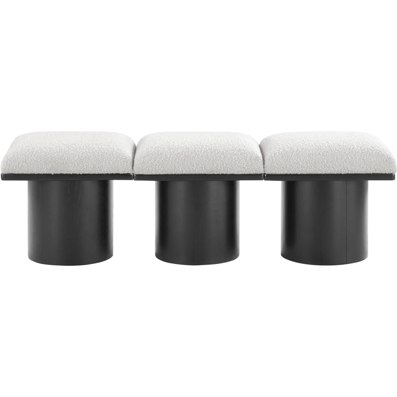 Meridian Pavilion Cream Boucle Fabric Bench IMAGE 3