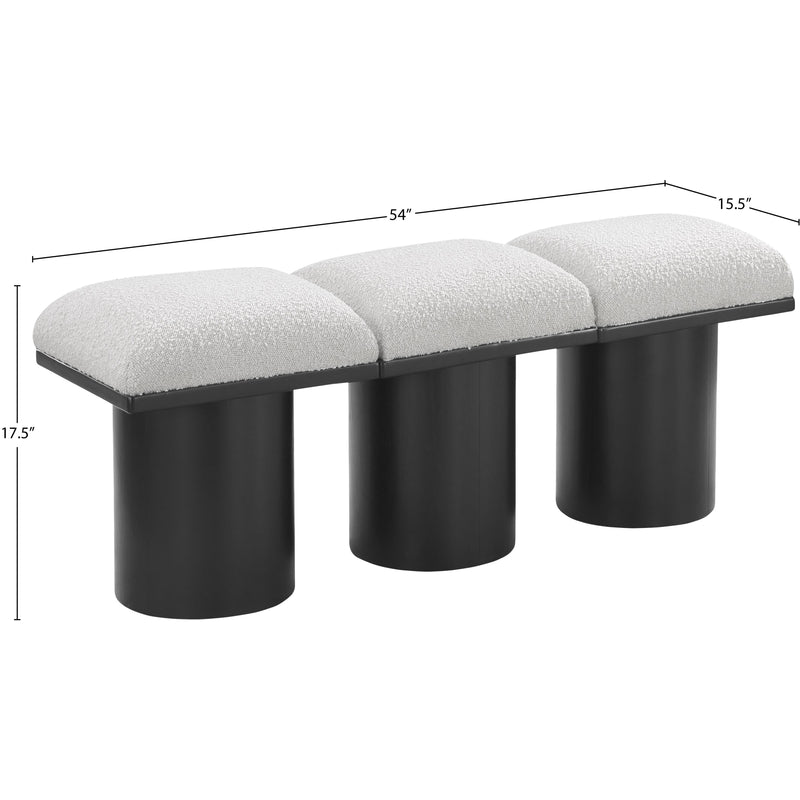 Meridian Pavilion Cream Boucle Fabric Bench IMAGE 8