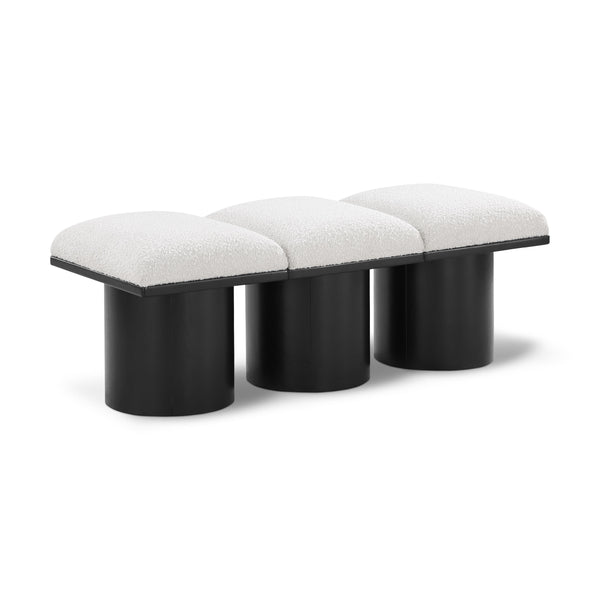Meridian Pavilion Cream Boucle Fabric Bench IMAGE 1