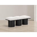 Meridian Pavilion Cream Boucle Fabric Bench IMAGE 2