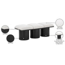 Meridian Pavilion Cream Boucle Fabric Bench IMAGE 6