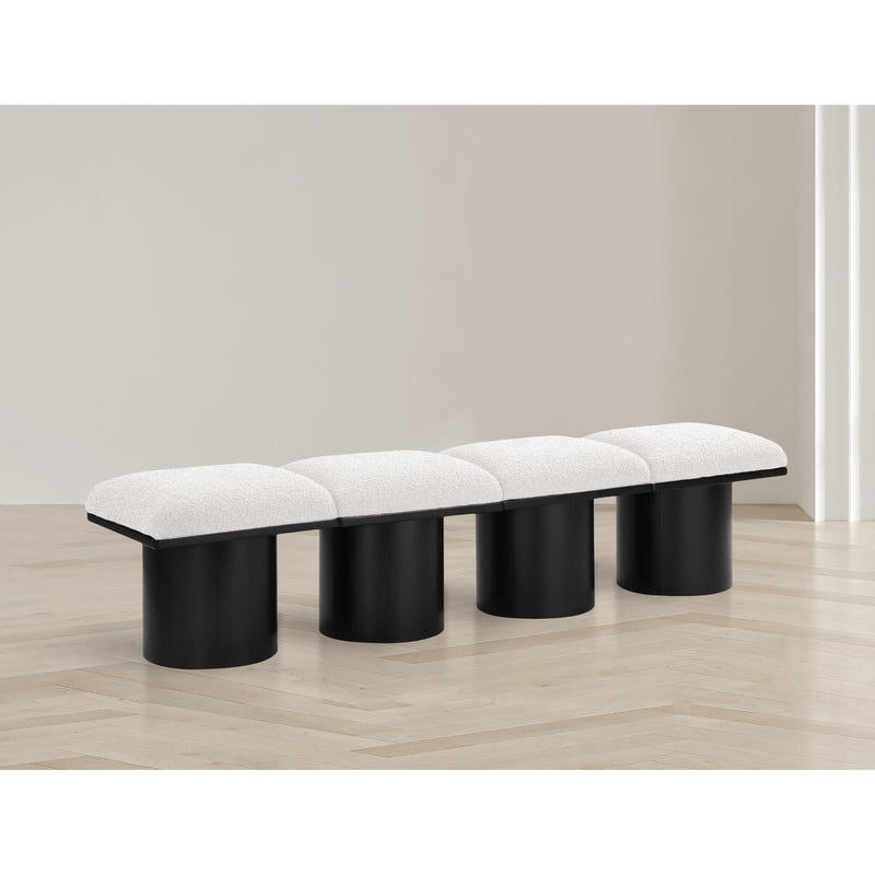 Meridian Pavilion Cream Boucle Fabric Bench IMAGE 2