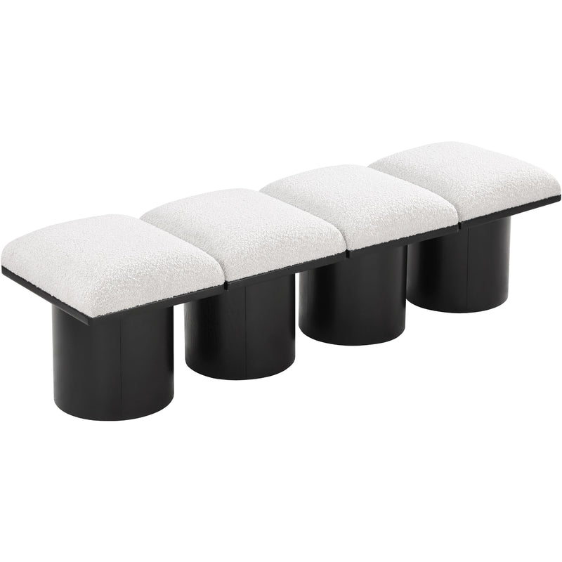 Meridian Pavilion Cream Boucle Fabric Bench IMAGE 5