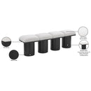 Meridian Pavilion Cream Boucle Fabric Bench IMAGE 7