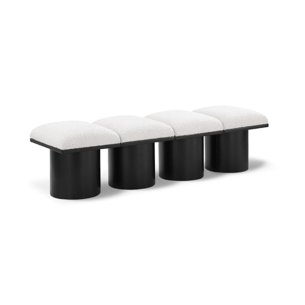 Meridian Pavilion Cream Boucle Fabric Bench IMAGE 1