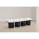 Meridian Pavilion Cream Boucle Fabric Bench IMAGE 2