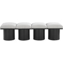 Meridian Pavilion Cream Boucle Fabric Bench IMAGE 3