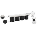 Meridian Pavilion Cream Boucle Fabric Bench IMAGE 6