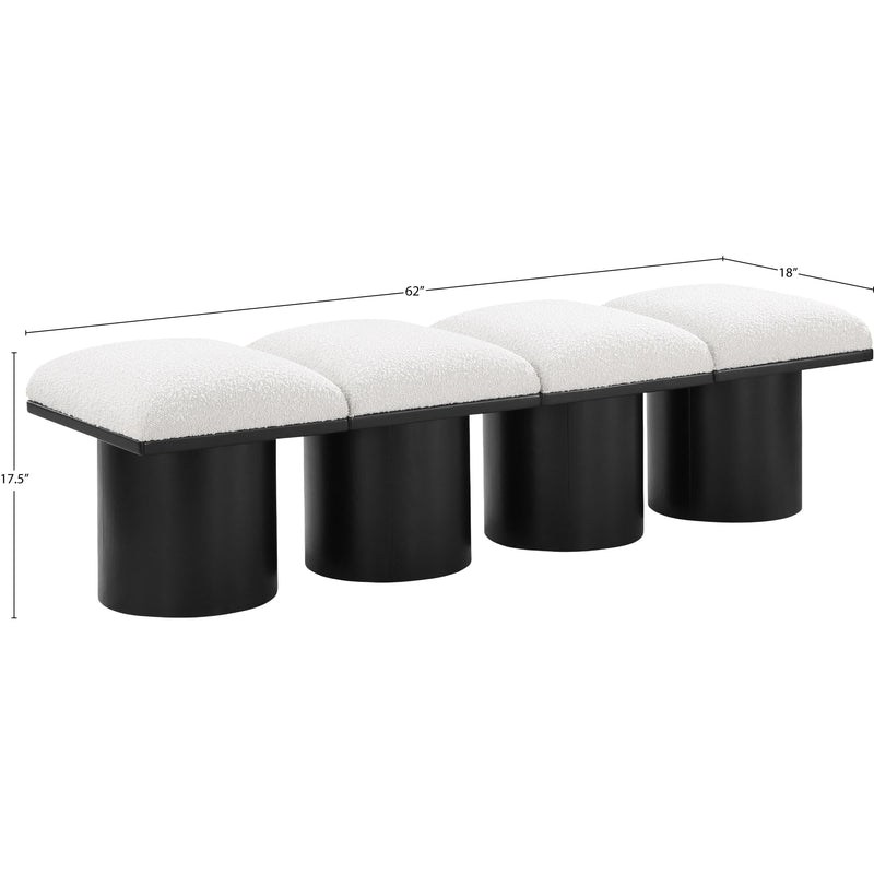 Meridian Pavilion Cream Boucle Fabric Bench IMAGE 7