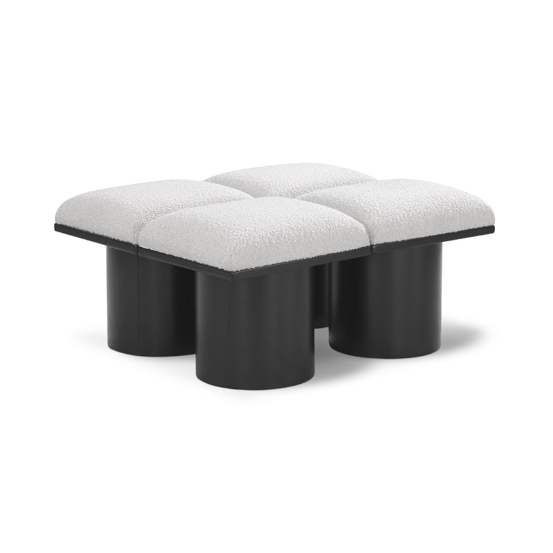 Meridian Pavilion Cream Boucle Fabric Bench IMAGE 1