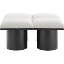 Meridian Pavilion Cream Boucle Fabric Bench IMAGE 3