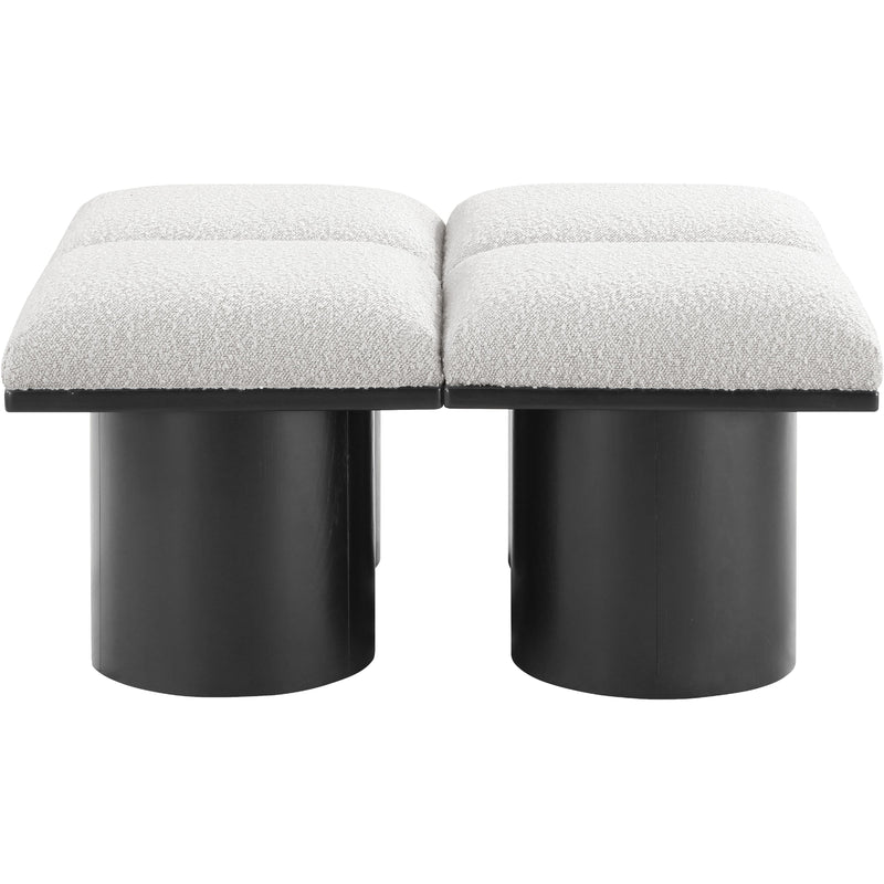Meridian Pavilion Cream Boucle Fabric Bench IMAGE 3