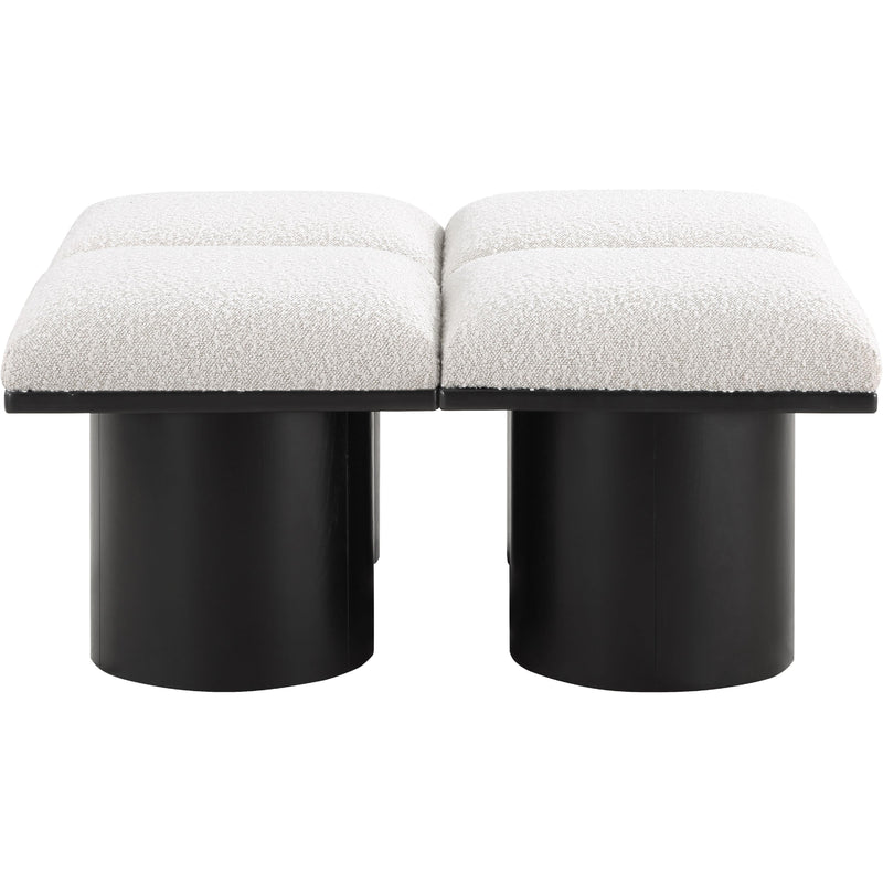 Meridian Pavilion Cream Boucle Fabric Bench IMAGE 4