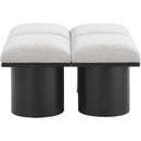 Meridian Pavilion Cream Boucle Fabric Bench IMAGE 3