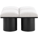 Meridian Pavilion Cream Boucle Fabric Bench IMAGE 4