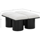 Meridian Pavilion Cream Boucle Fabric Bench IMAGE 8