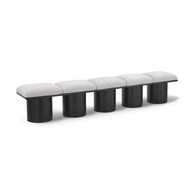 Meridian Pavilion Cream Boucle Fabric Bench IMAGE 1