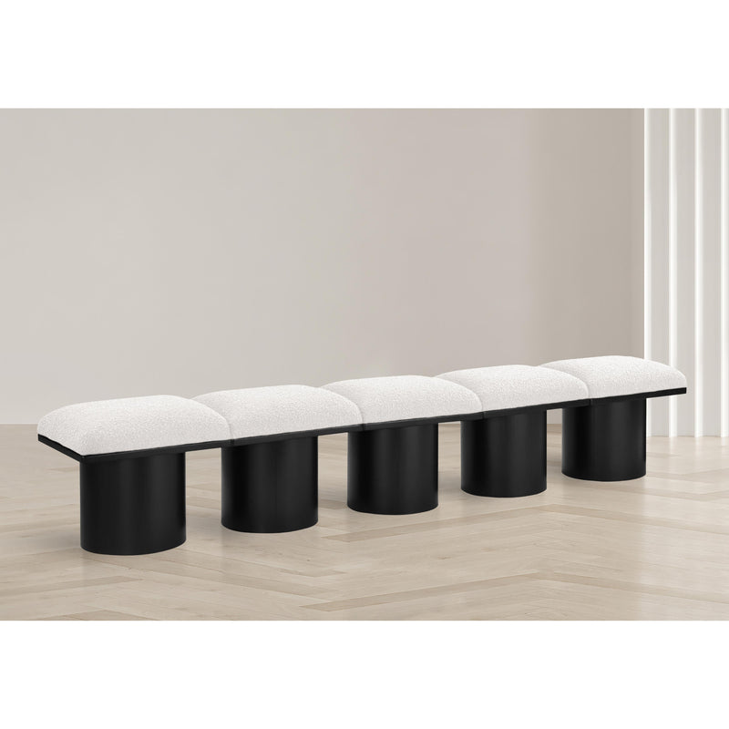 Meridian Pavilion Cream Boucle Fabric Bench IMAGE 2