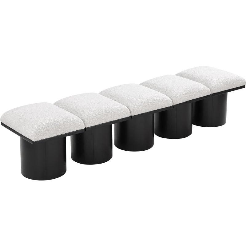 Meridian Pavilion Cream Boucle Fabric Bench IMAGE 5