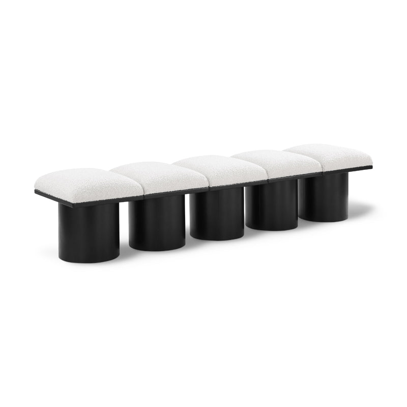 Meridian Pavilion Cream Boucle Fabric Bench IMAGE 1