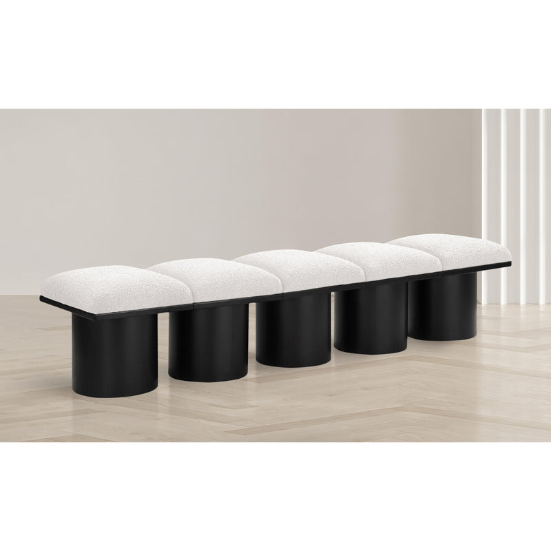 Meridian Pavilion Cream Boucle Fabric Bench IMAGE 2